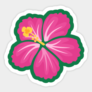 Pink Hand Drawn Hibiscus Flower Sticker